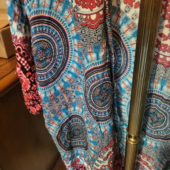 Lotus And Luna Women's Blue Red Mandala Kimono Coverup One Size - Picture 7 of 7
